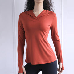 Women's Long Sleeve Breathable Yoga Hoodie Top