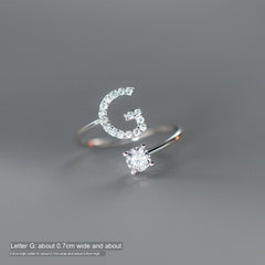 TrustDavis Real 925 Sterling Silver Letter Rings