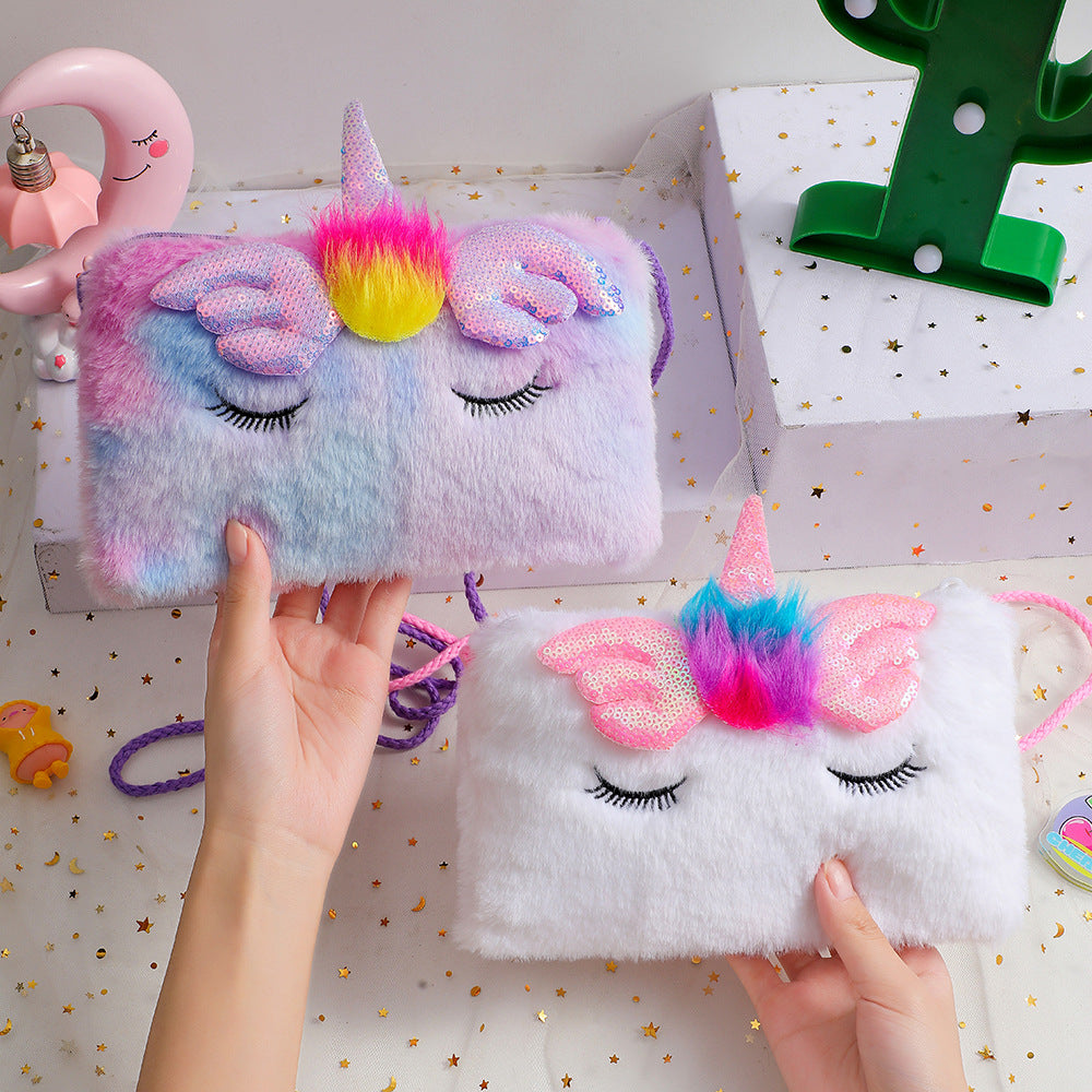 Cute Plush Unicorn Mini Crossbody Bag for Kids