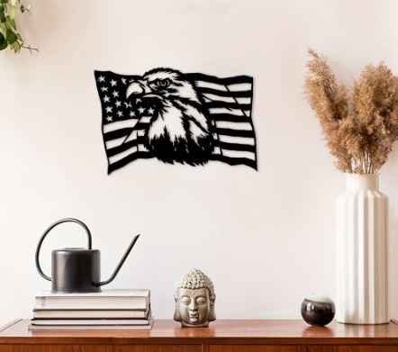 Eagle Flag Metal Wall Decor
