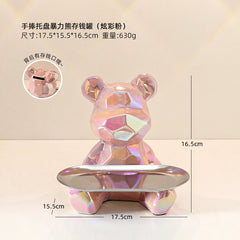 Colorful Electroplated Bear Desktop Decor Tray