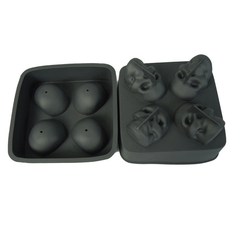 3D Skull Ice Cube Tray - 4-Cavity Silicone Mold