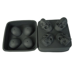3D Skull Ice Cube Tray - 4-Cavity Silicone Mold