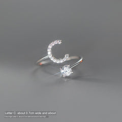 TrustDavis Real 925 Sterling Silver Letter Rings