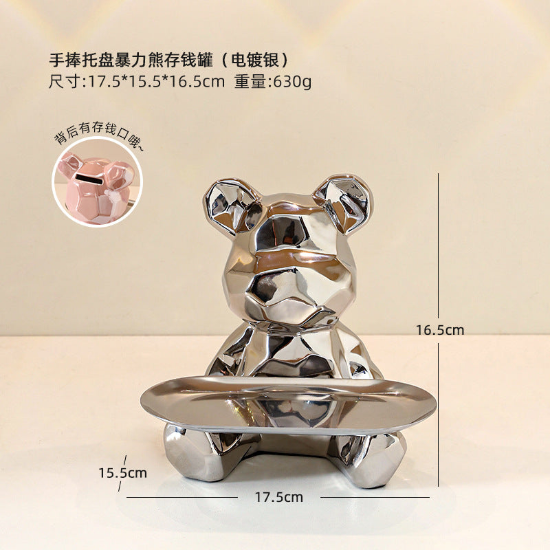 Colorful Electroplated Bear Desktop Decor Tray