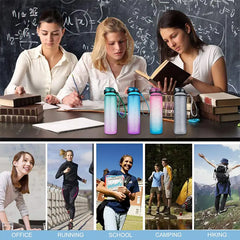 32 Oz Motivational Sports Water Bottle with Straw & Marker