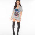 Eagle Motorcycle Print Halter Dress, Floral Design Dress