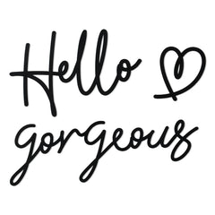 Bnesi Hello Gorgeous Heart Sign Wall Decor Black Metal Wall Decor Modern Hello Gorgeous Elegant Metal Wall Art Decor for Bathroom Bedroom Lash room (Black Large)