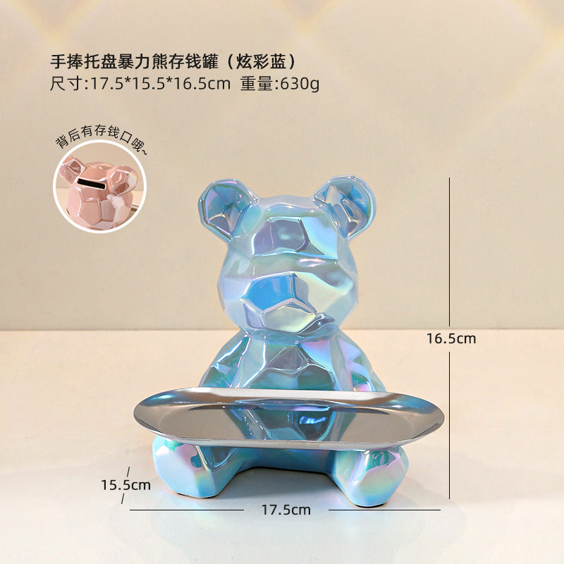 Colorful Electroplated Bear Desktop Decor Tray