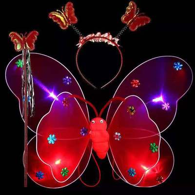 LED Butterfly Wings Costume Set for Kids (3 Pieces)