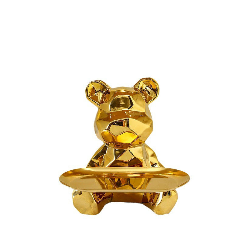Colorful Electroplated Bear Desktop Decor Tray