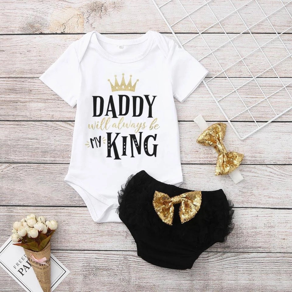 Infant Girls' Romper Set with Letter Print and Pants