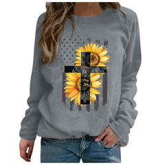 Plus Size Long-Sleeved Printed Hoodie - America & Korea