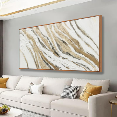 Abstract Wall Art Framed Artwork Abstract Painting With Golden And White Lines Decor Modern Canvas Wall Decor Suitable For Bedroom Apartment Office Dining Room Wall Decor Can Be Hang 24