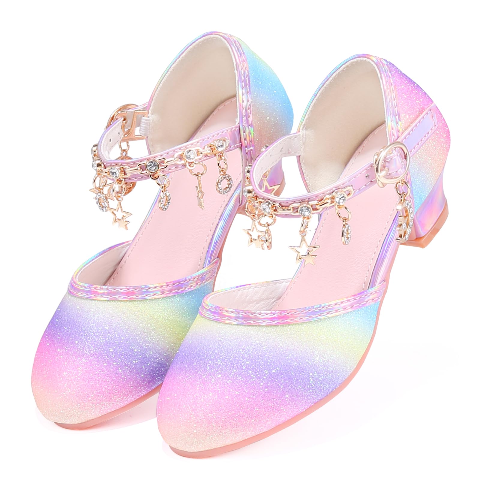 Longitudinalhorse Princess Shoes Girls Heels Princess Dress up Shoes Little Girl Dress Shoes Cinderella Shoes for Girls Iridescent