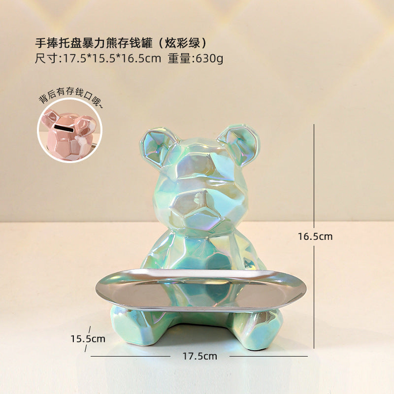 Colorful Electroplated Bear Desktop Decor Tray