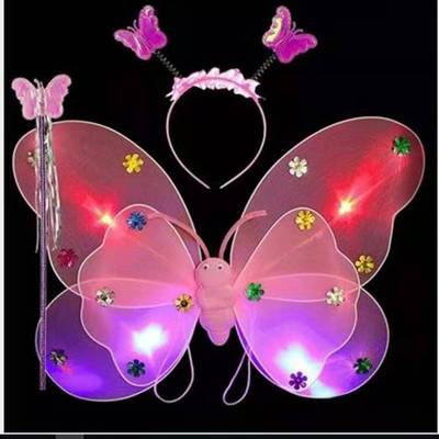 LED Butterfly Wings Costume Set for Kids (3 Pieces)