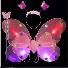 LED Butterfly Wings Costume Set for Kids (3 Pieces)