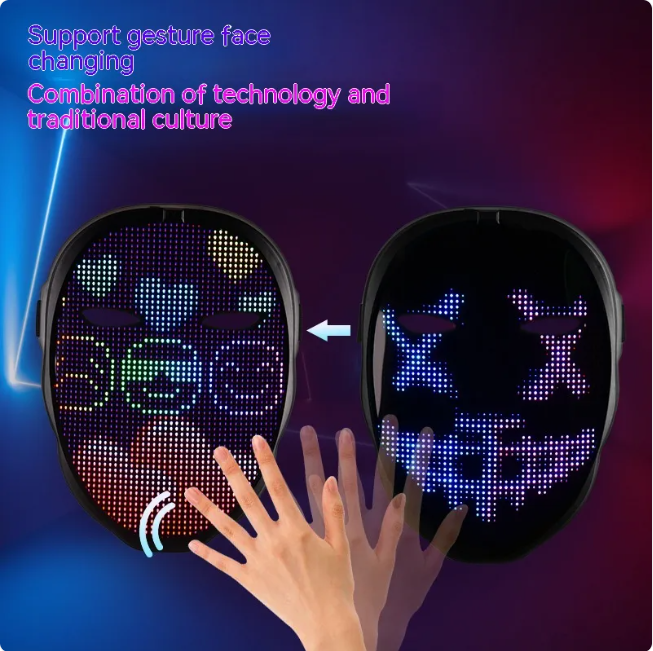 Full Color LED Luminous Face-Changing Halloween Party Mask
