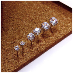 S925 Silver Stud Earrings with Zirconia (6mm & 7mm)