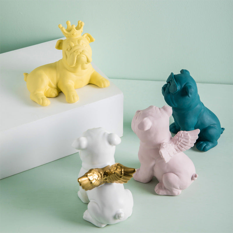 Ceramic Bull Figurine - Children's Cartoon Dog Decor