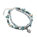 Double Layer Anklet with Starfish and Turtle