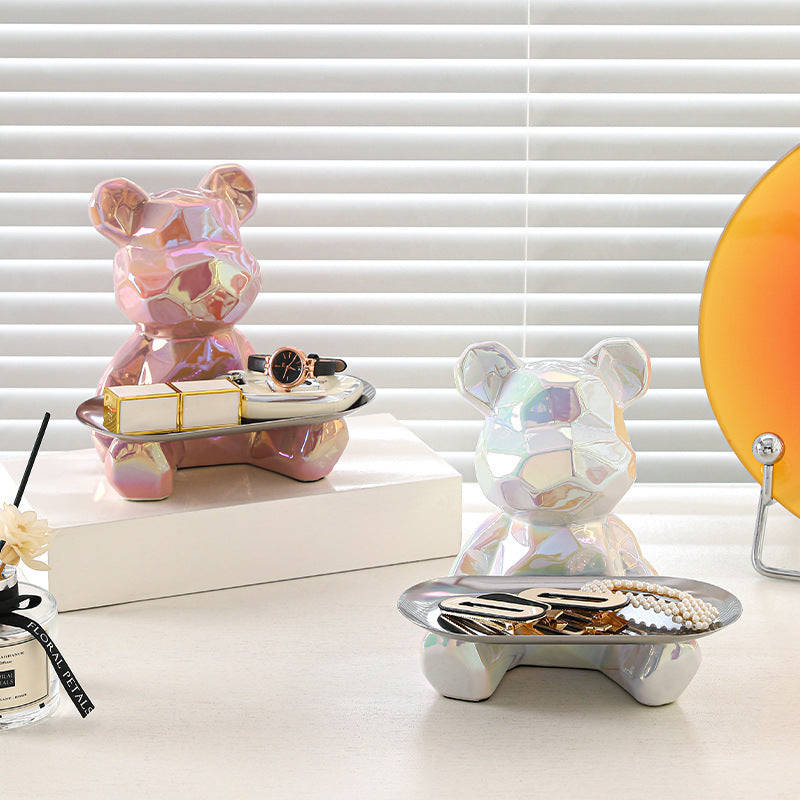 Colorful Electroplated Bear Desktop Decor Tray