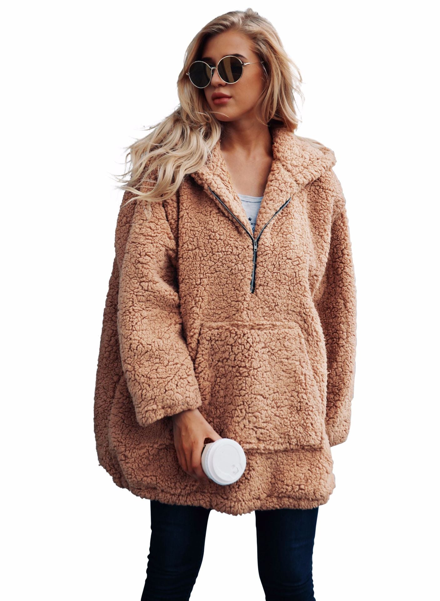 Faux Sherpa Fur Plush Hoodie-Super Warm
